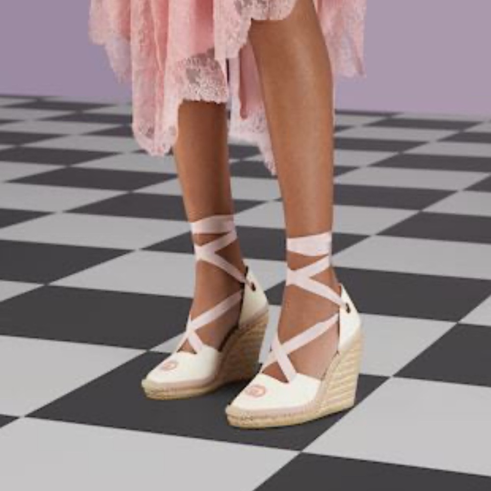 NEW Gucci GG Judie Lace Up Ballerina Espadrille Wedges - Picture 3 of 16